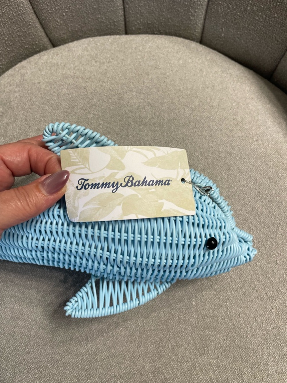 Tik Tok Viral Tommy Bahama Blue Wicker Dolphin Crossbody Shoulder Clutch Bag NWT - Picture 7 of 9